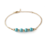 Armband goudkleurig | tuquoise kralen