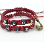 Couple bracelets | His lock, hers key | bordeaux rood | relatie kado | armbandenset