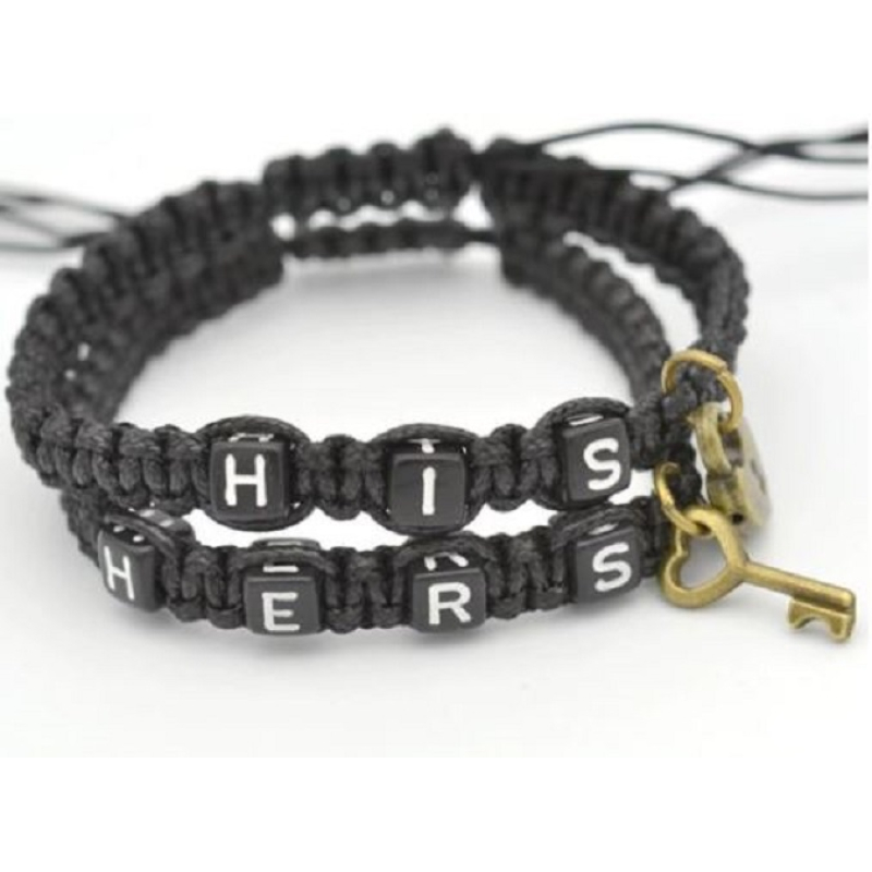 Couple bracelets | His lock, hers key | zwart | relatie kado | armbandenset