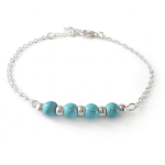Armband zilverkleurig | tuquoise kralen