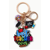 Sleutelhanger juf of meester | houten hanger | best teacher ever | kado juffendag | afscheidskado