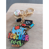Sleutelhanger juf of meester | houten hanger | best teacher ever | kado juffendag | afscheidskado