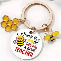 Bedankje juf- Bijtje sleutelhanger "BEE-ING a great Teacher"