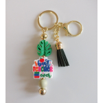 Sleutelhanger met kralen | groen | best teacher ever | goudkleurig