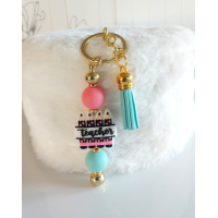 Sleutelhanger met kralen | teacher | goudkleurig, roze, mint | juffendag 