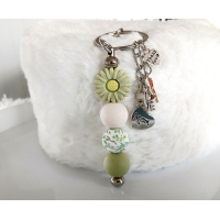 Sleutelhanger met kralen met bloem | mom, love, thank you | groen | Moederdag