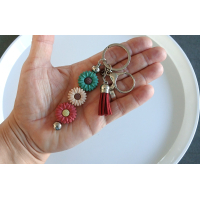Sleutelhanger | 3 bloemen & kwastje