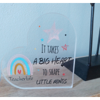 Hart met tekst | It takes a big heart to shape little minds | kado juf, meester