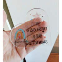 Hart met tekst | It takes a big heart to shape little minds | kado juf, meester