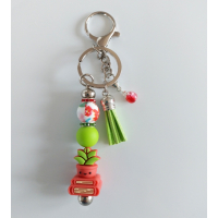 Sleutelhanger met kralen en kwastje | cactus, boeken | rood & groen