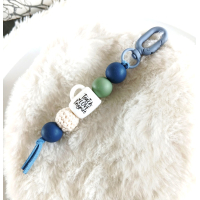 Sleutelhanger met kralen | blauw, groen | Teach,love, inspire | bedankje juf