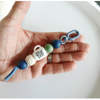 Sleutelhanger met kralen | blauw, groen | Teach,love, inspire | bedankje juf