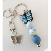 Sleutelhanger met kralen | vlinder | blauw