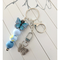 Sleutelhanger met kralen | vlinder | blauw
