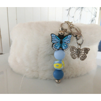 Sleutelhanger met kralen | vlinder | blauw