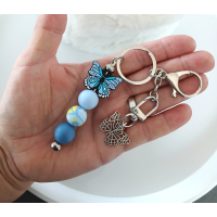 Sleutelhanger met kralen | vlinder | blauw