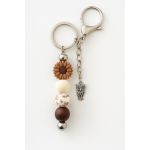 Sleutelhanger met kralen | bruin | bloem | uil