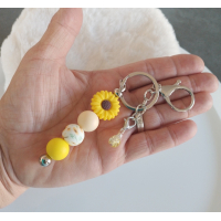 Sleutelhanger met kralen | geel | zonnebloem