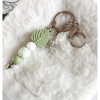 Sleutelhanger met kralen | blad, uil | groen