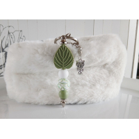 Sleutelhanger met kralen | blad, uil | groen