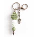 Sleutelhanger met kralen | blad, uil | groen