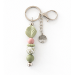 Sleutelhanger met kralen en blad | levensboom | groen