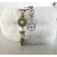 Sleutelhanger met kralen | bloem | groen | levensboom