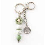 Sleutelhanger met kralen | bloem | groen | levensboom