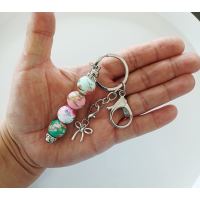 Sleutelhanger met kralen | bloemen | strikje