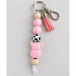 Sleutelhanger met roze koe
