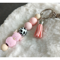 Sleutelhanger met roze koe
