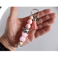 Sleutelhanger met roze koe