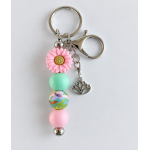 Sleutelhanger met kralen | roze, aqua | lotus