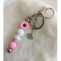 Sleutelhanger met kralen | bloem | roze | lotus