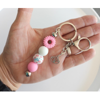Sleutelhanger met kralen | bloem | roze | lotus