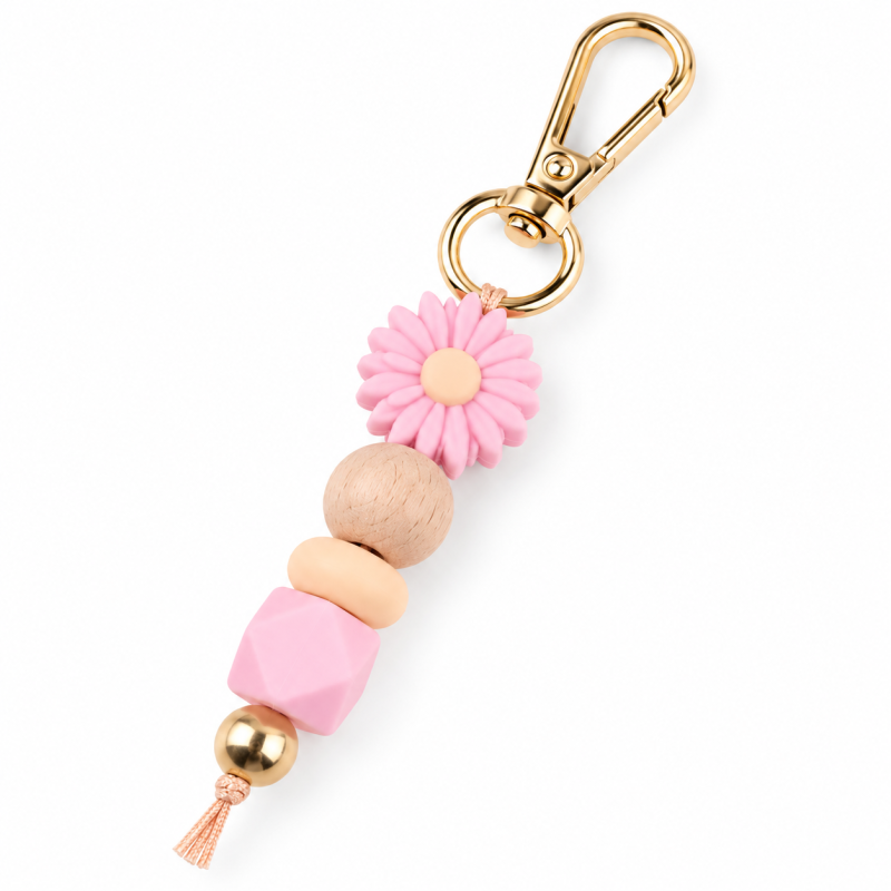 Sleutelhanger met kralen | roze
