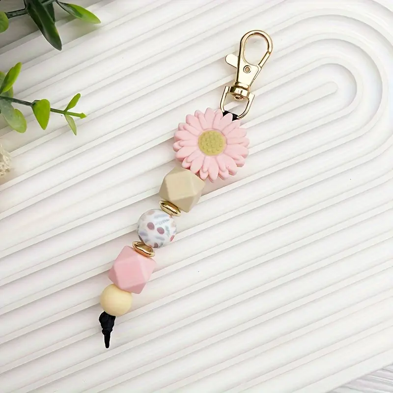 Sleutelhanger | roze | bloem