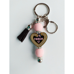 Sleutelhanger voor juf | teach | roze  | kado juf